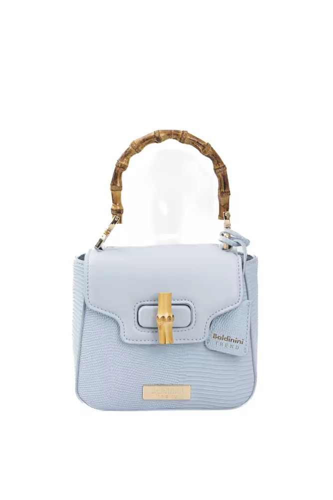 Baldinini Trend Elegant Light Blue Shoulder Bag with Golden Accents