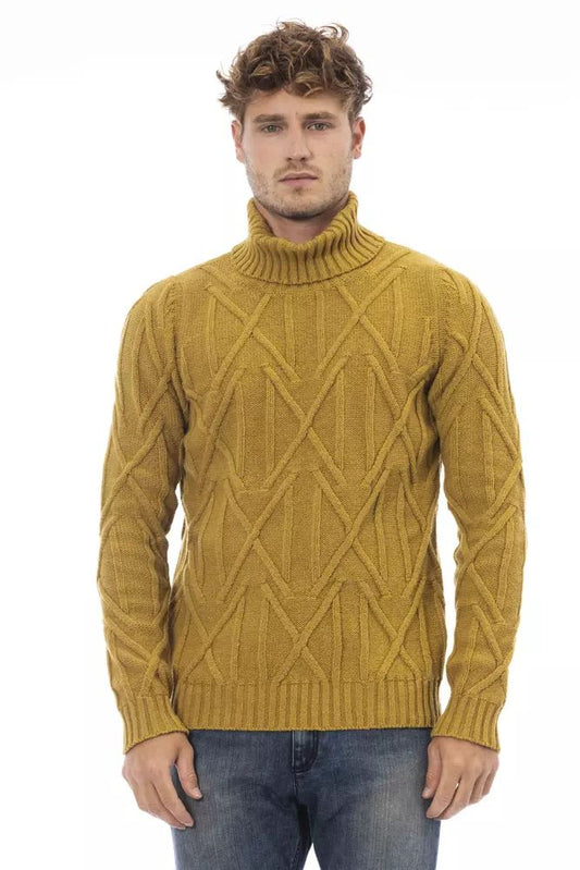 Alpha Studio Chic Yellow Turtleneck Sweater