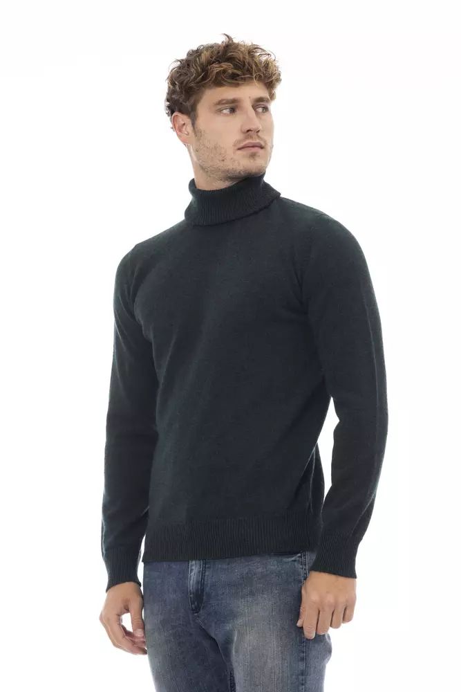 Alpha Studio Elegant Turtleneck Woolen Sweater in Rich Green