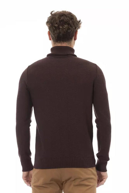 Alpha Studio Merino Wool Turtleneck Sweater - Elegant Brown