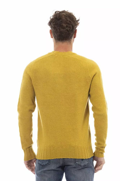 Alpha Studio Radiant Yellow Crewneck Woolen Sweater