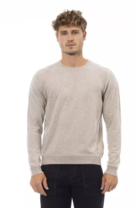 Alpha Studio Beige Crewneck Comfort Blend Sweater