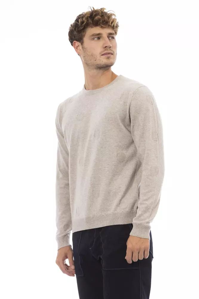 Alpha Studio Beige Crewneck Comfort Blend Sweater