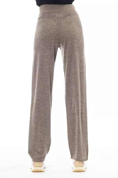 Alpha Studio Chic High-Waisted Alpaca Blend Trousers