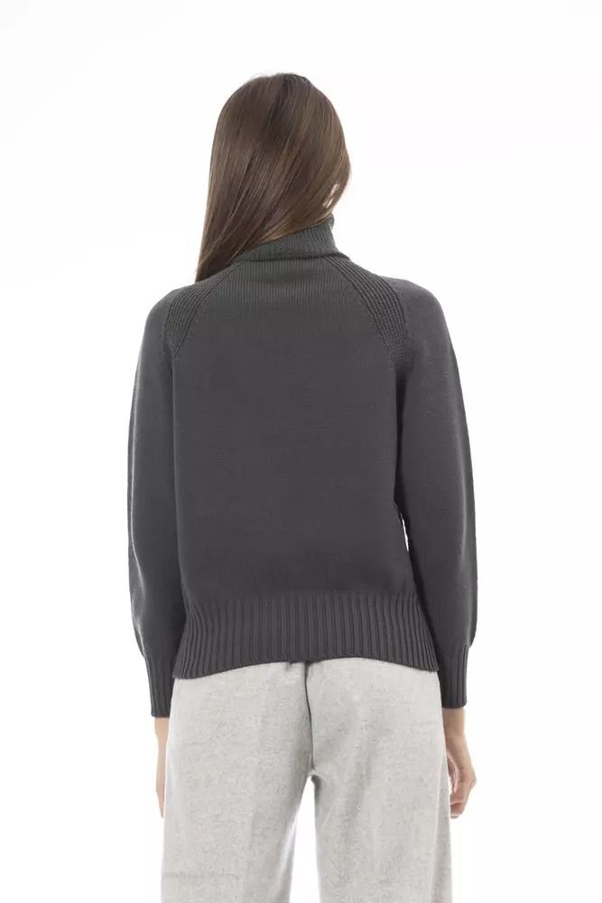 Alpha Studio Elegant Green Turtleneck Sweater