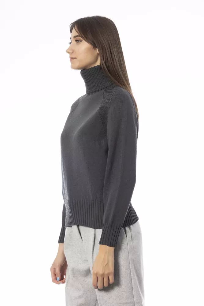 Alpha Studio Elegant Green Turtleneck Sweater