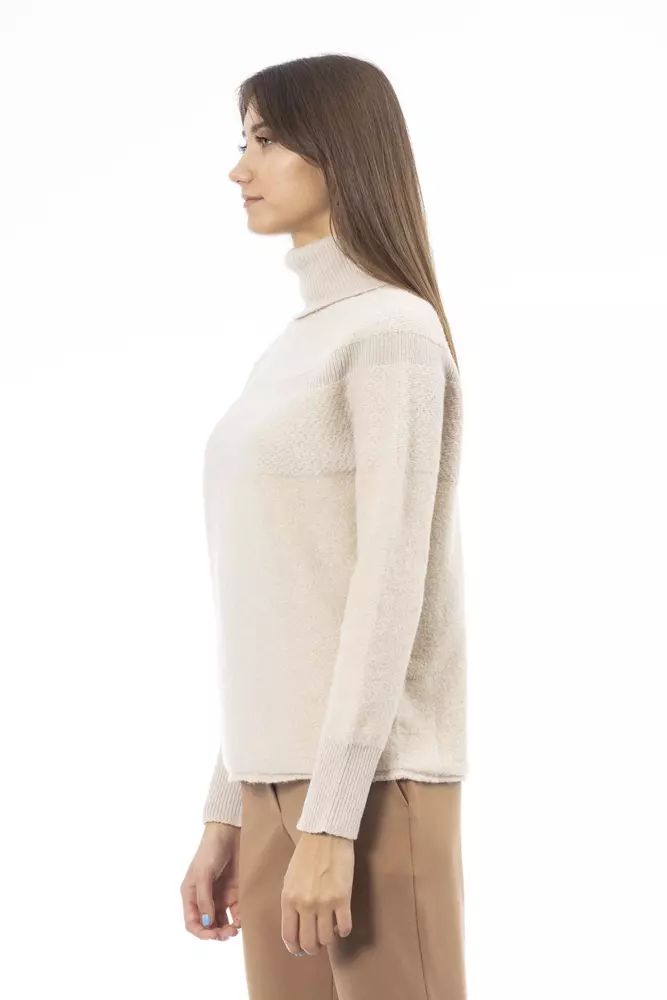 Alpha Studio Elegant Beige Turtleneck Sweater