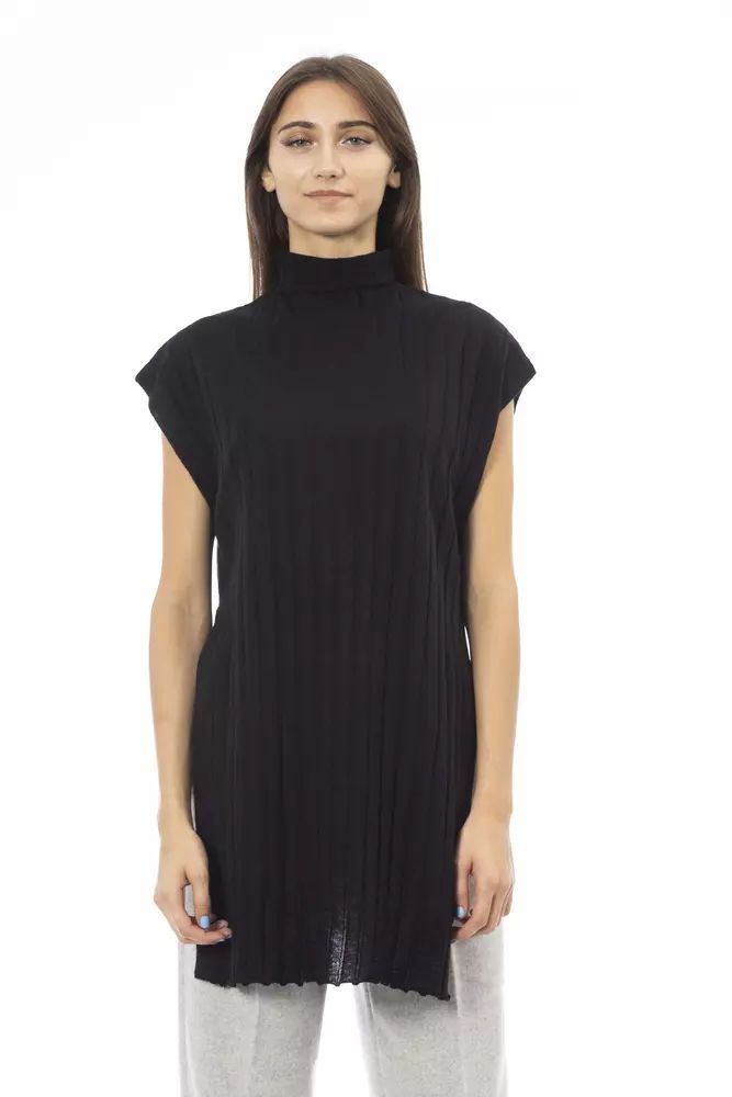 Alpha Studio Elegant Turtleneck Sweater with Side Slits