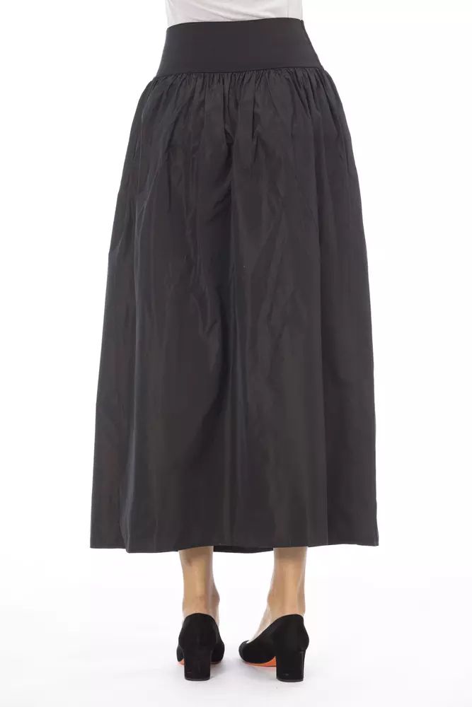 Alpha Studio Elegant Taffeta High-Waist Skirt with Elastic Band