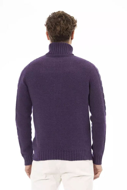 Alpha Studio Elegant Purple Turtleneck Sweater for Men