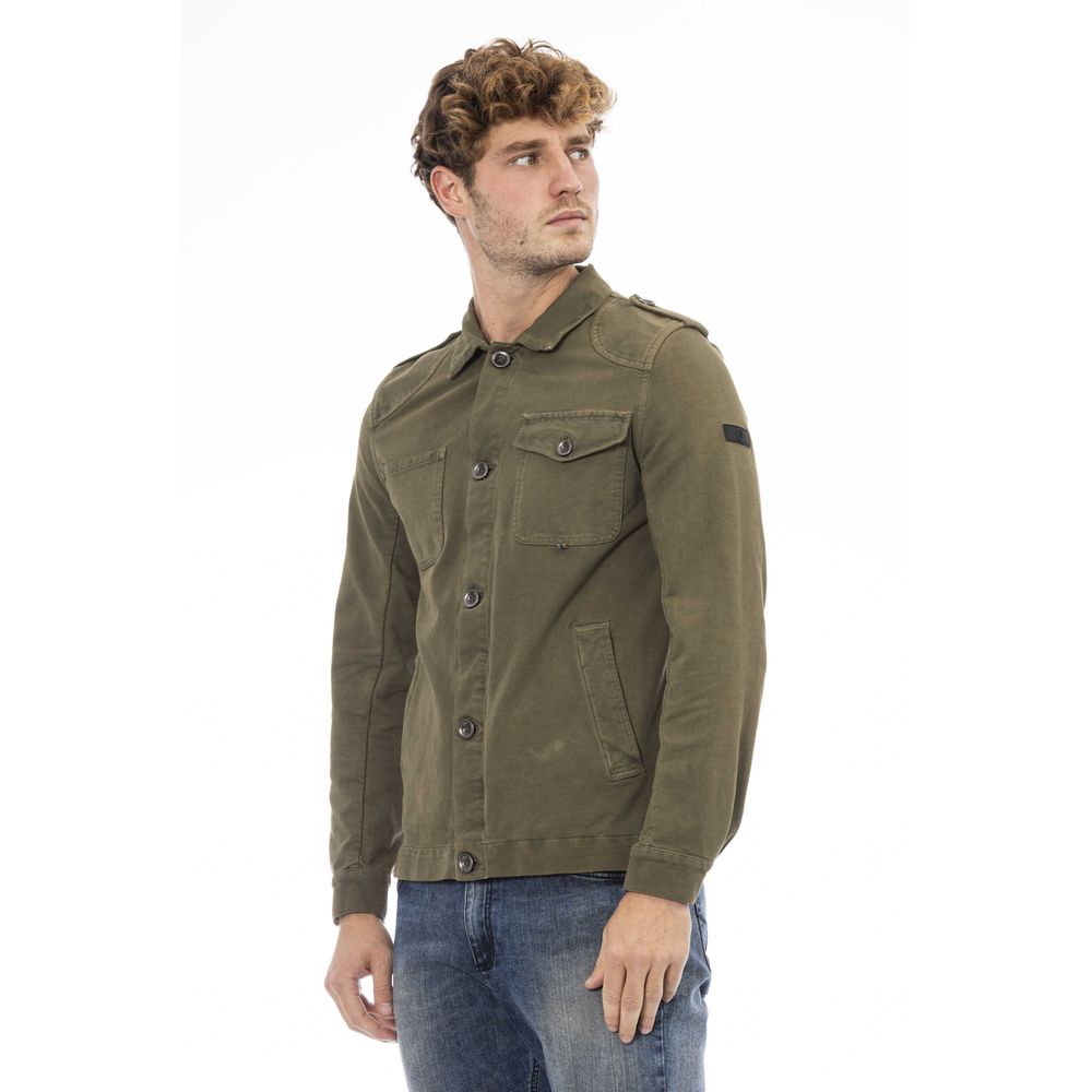 Distretto12 Chic Green Jacket with Backpack Braces