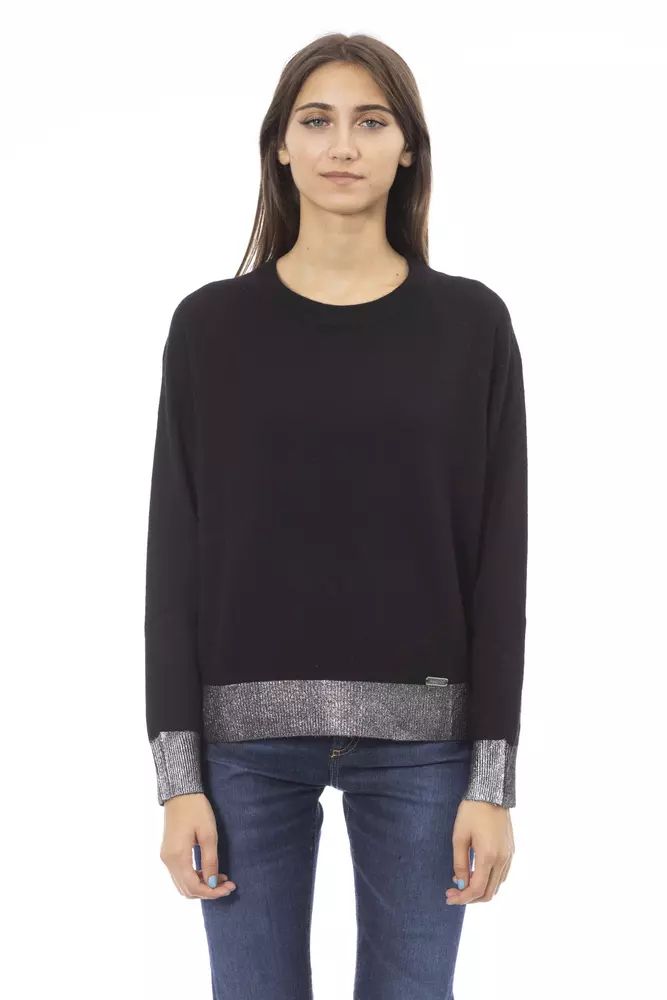 Baldinini Trend Chic Monogram Crew Neck Cashmere-Blend Sweater