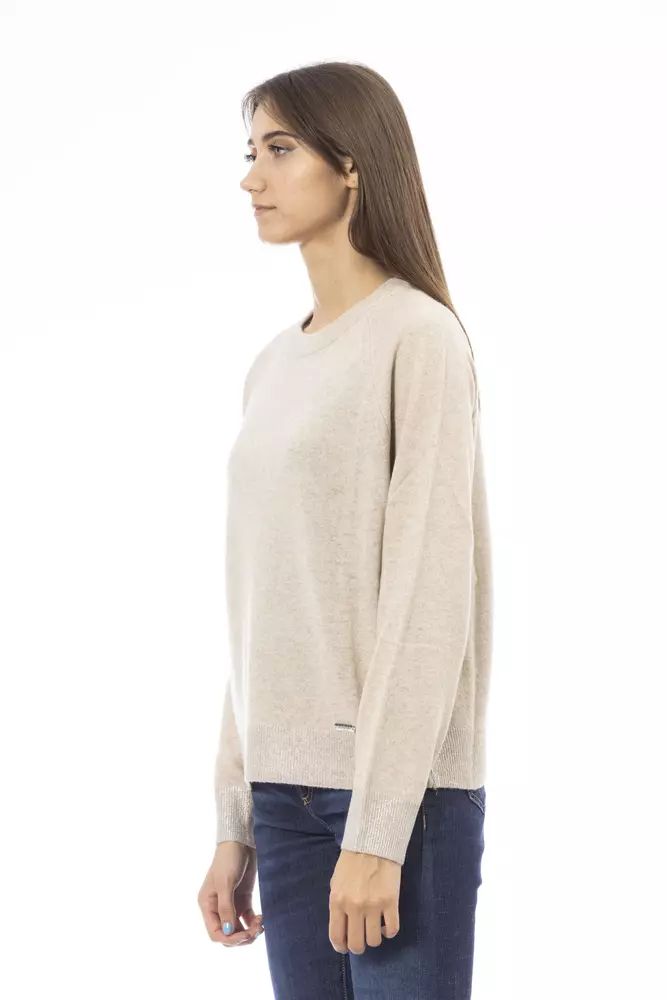 Baldinini Trend Elegant Beige Crew Neck Sweater for Women