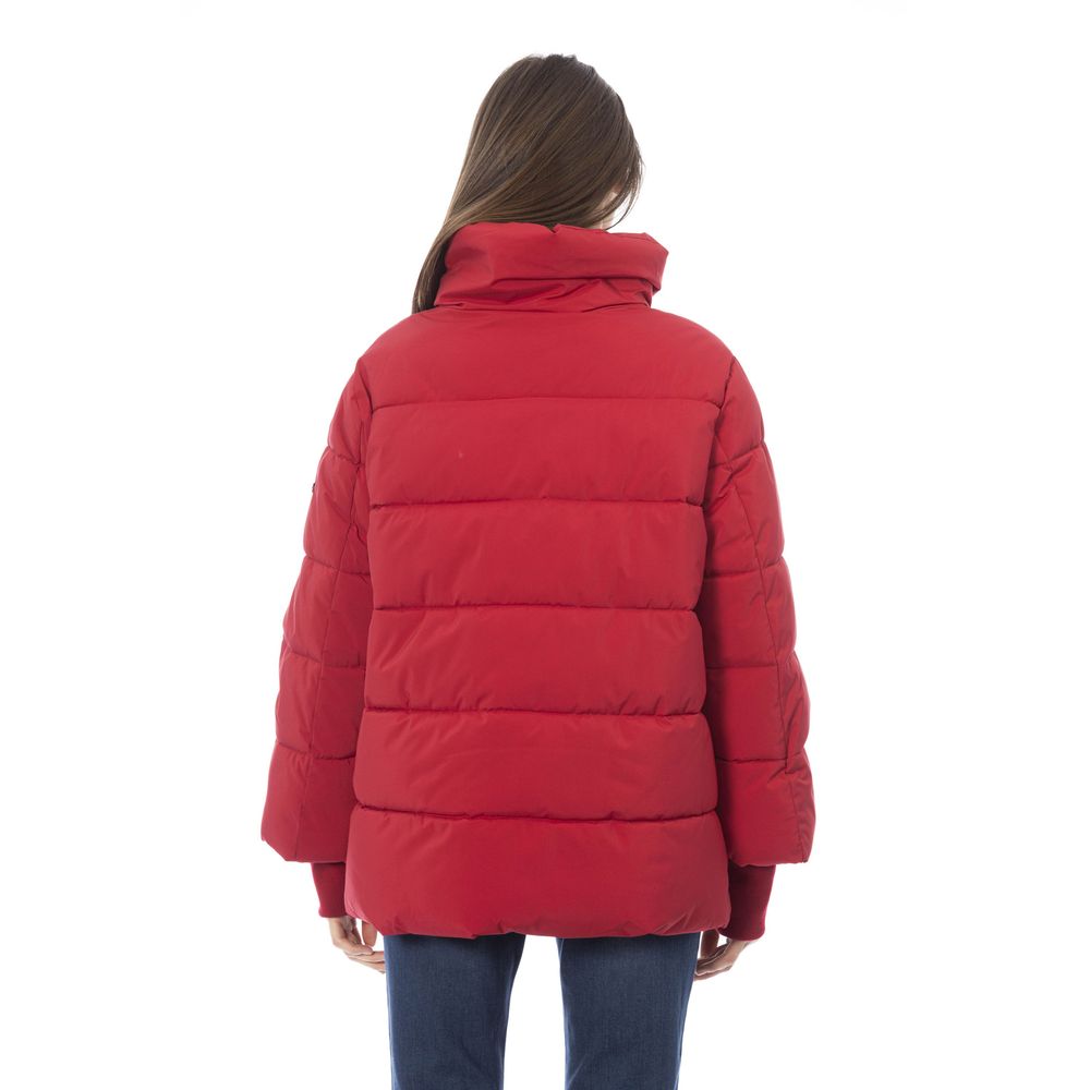 Baldinini Trend Elegant Red Short Down Jacket with Hood