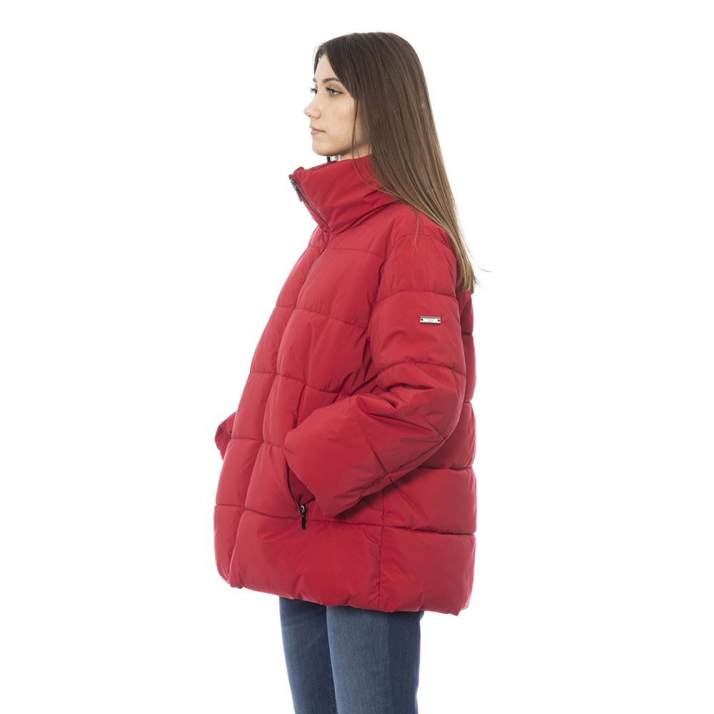 Baldinini Trend Elegant Red Short Down Jacket with Hood