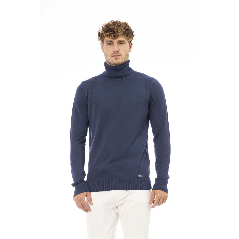 Baldinini Trend Chic Turtleneck Sweater in Blue - Modal & Cashmere Blend