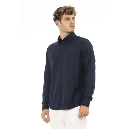 Baldinini Trend Elegant Blue Cotton Button-Down Shirt