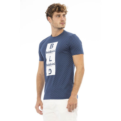 Baldinini Trend Sleek Blue Cotton Tee with Chic Front Print