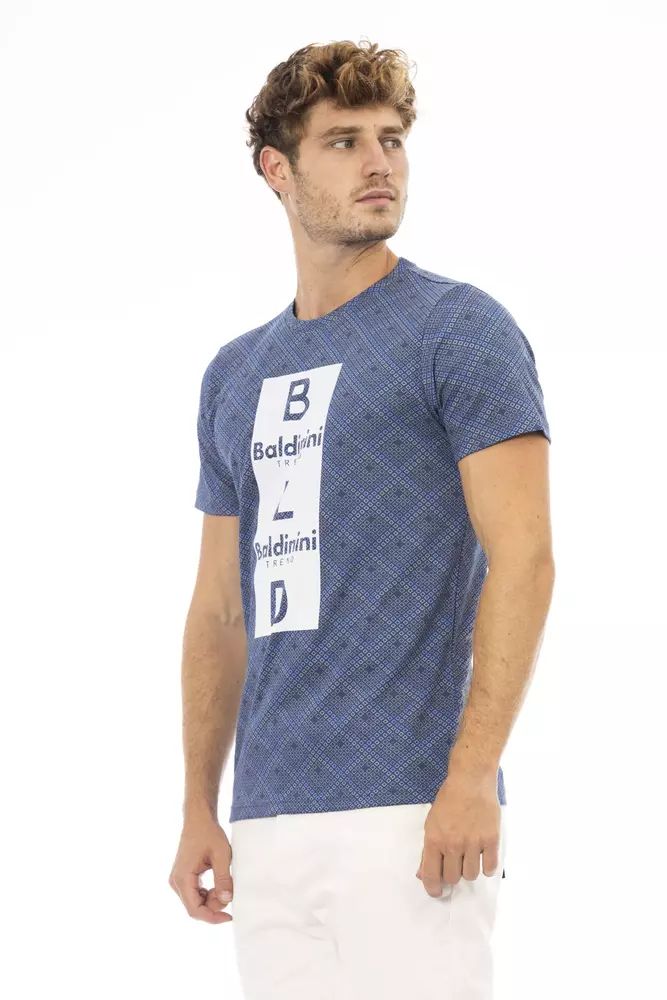 Baldinini Trend Elevated Blue Cotton Tee with Front Print