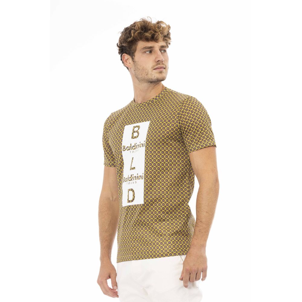 Baldinini Trend Elegant Gray Cotton Tee with Stylish Front Print