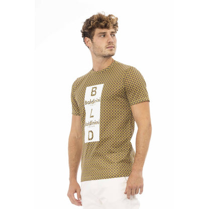 Baldinini Trend Elegant Gray Cotton Tee with Stylish Front Print