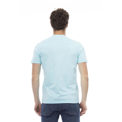 Baldinini Trend Chic Light Blue Cotton Tee with Front Print