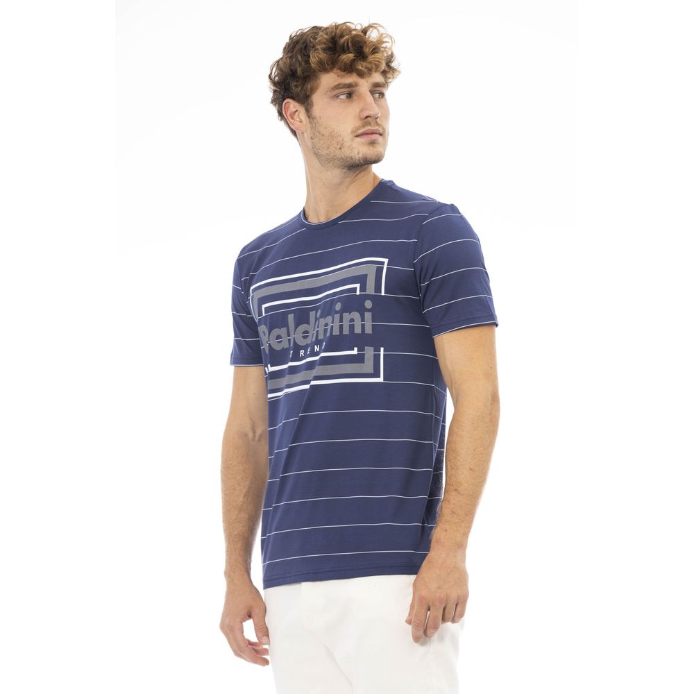 Baldinini Trend Chic Blue Cotton Tee with Front Print