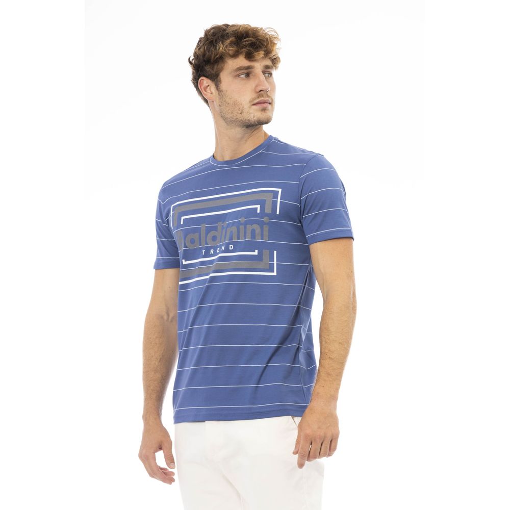 Baldinini Trend Elegant Blue Cotton Tee with Exclusive Print