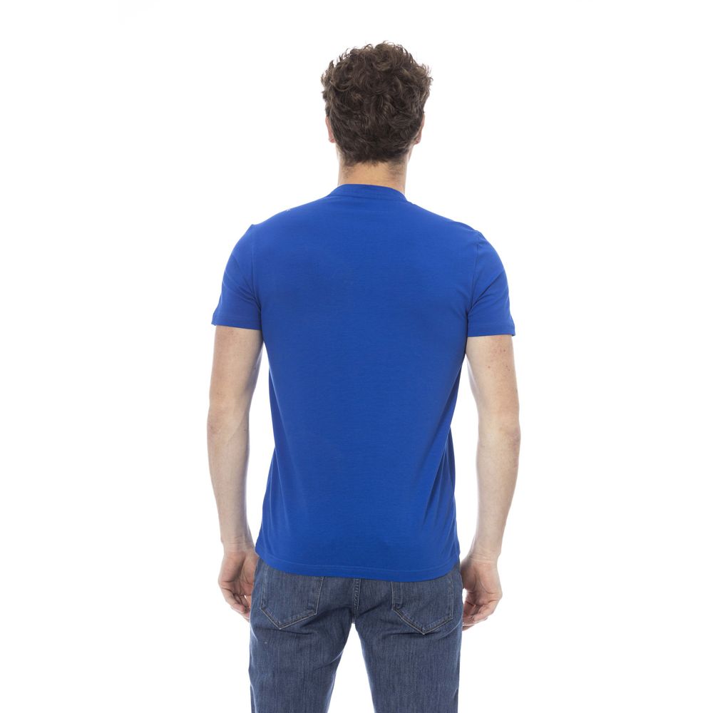 Baldinini Trend Chic Blue Cotton Tee with Elegant Front Print