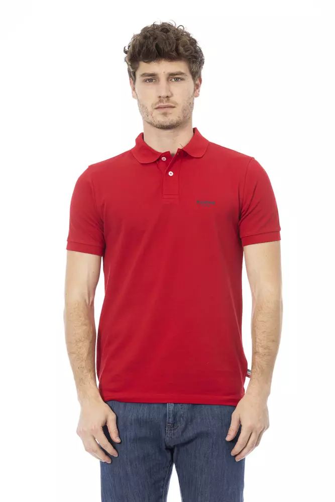 Baldinini Trend Elegant Red Cotton Polo with Chic Embroidery