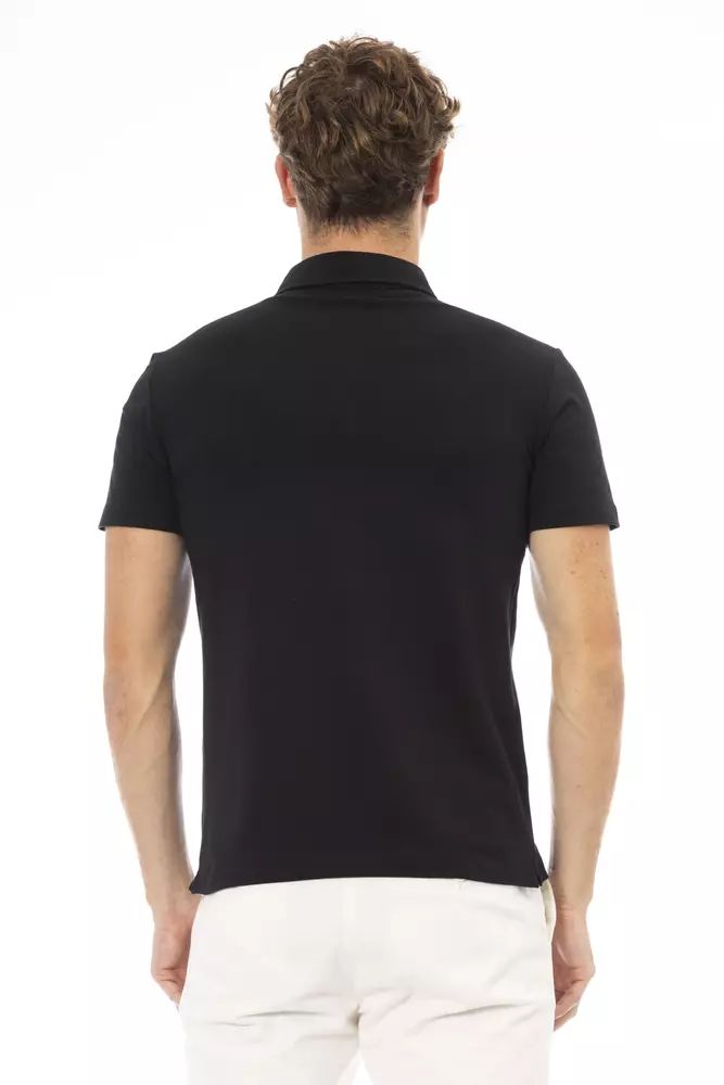 Baldinini Trend Elegant Black Embroidered Polo Tee