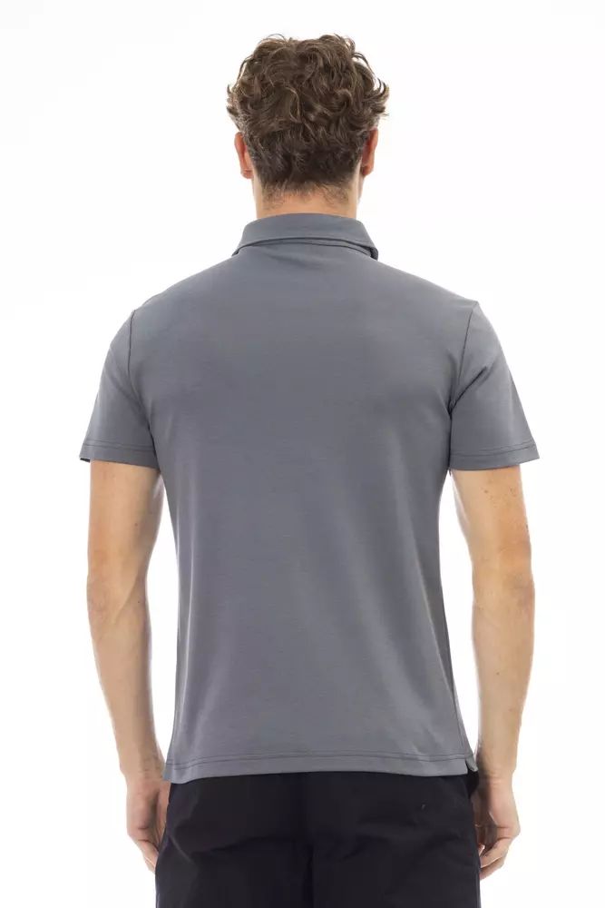 Baldinini Trend Elegant Gray Cotton Polo with Embroidered Logo