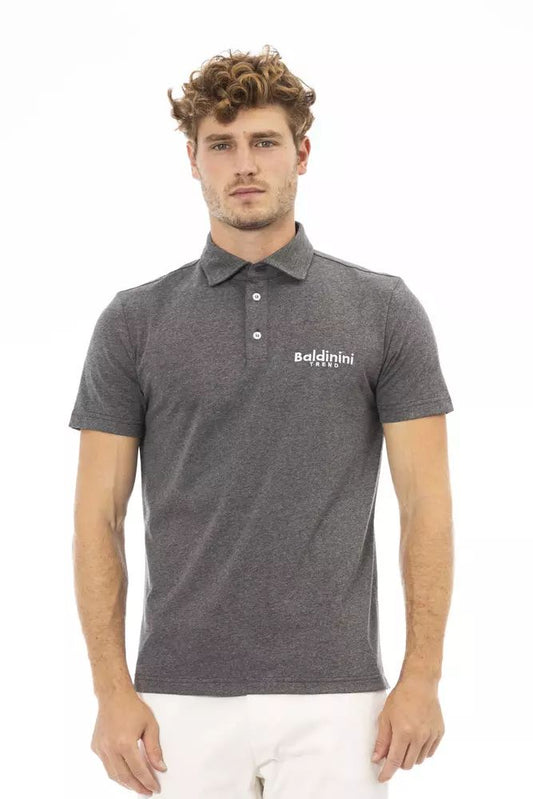 Baldinini Trend Chic Gray Embroidered Logo Polo Shirt