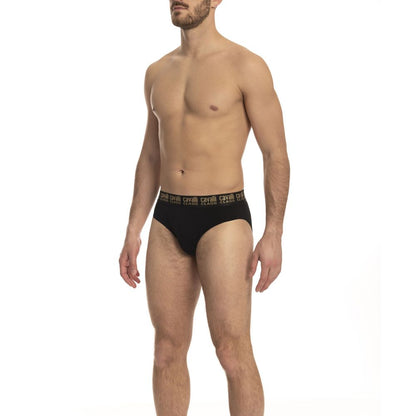 Cavalli Class Elegant Black Logo Band Briefs Duo