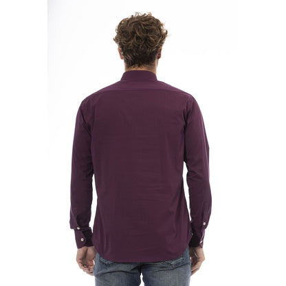 Baldinini Trend Burgundy Cotton Blend Button-Down Shirt