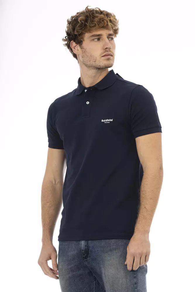 Baldinini Trend Chic Blue Embroidered Cotton Polo