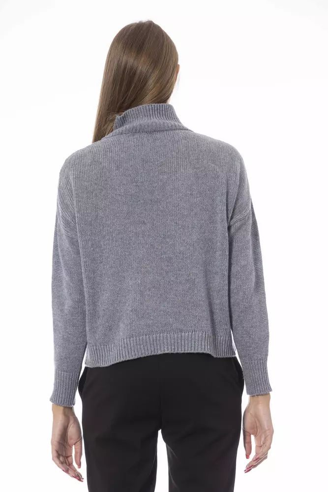 Baldinini Trend Volcanic Charm Gray Neck Sweater