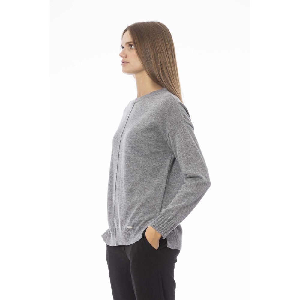 Baldinini Trend Chic Gray Crew Neck Knit Sweater