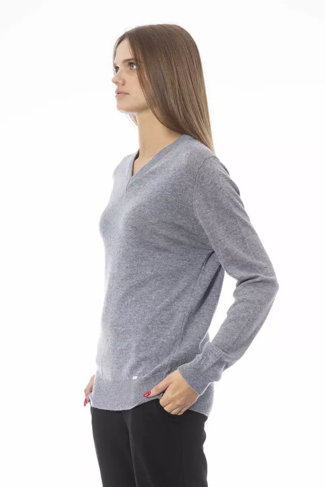 Baldinini Trend Chic V-Neck Cashmere Blend Sweater