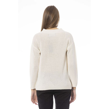 Baldinini Trend Chic Beige Volcano Neck Cozy Sweater