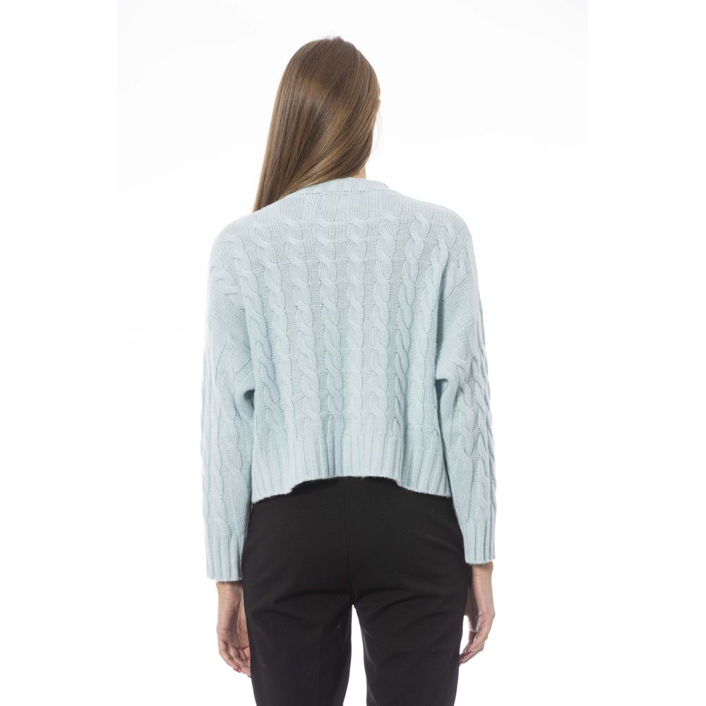 Baldinini Trend Chic Light Blue Crew Neck Sweater