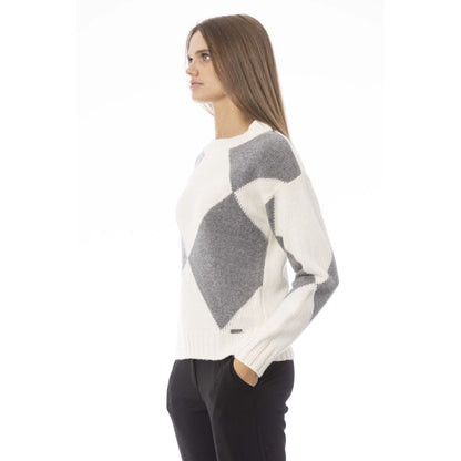 Baldinini Trend Chic Gray Ribbed Boat Neck Sweater