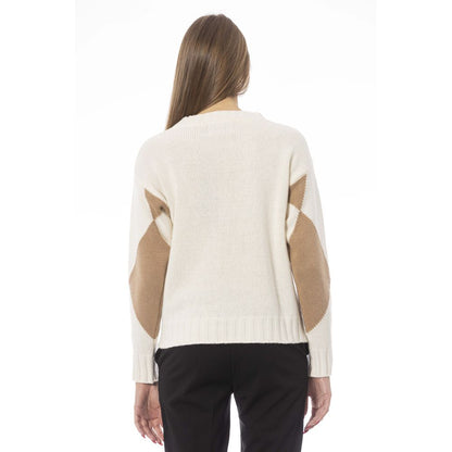 Baldinini Trend Elegant Beige Wool-Blend Boat Neck Sweater