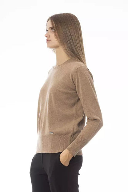 Baldinini Trend Sophisticated Beige Crew Neck Sweater