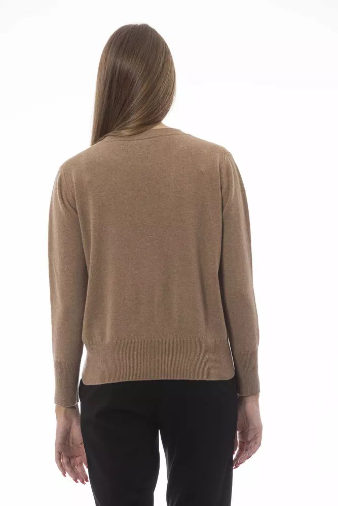 Baldinini Trend Sophisticated Beige Crew Neck Sweater