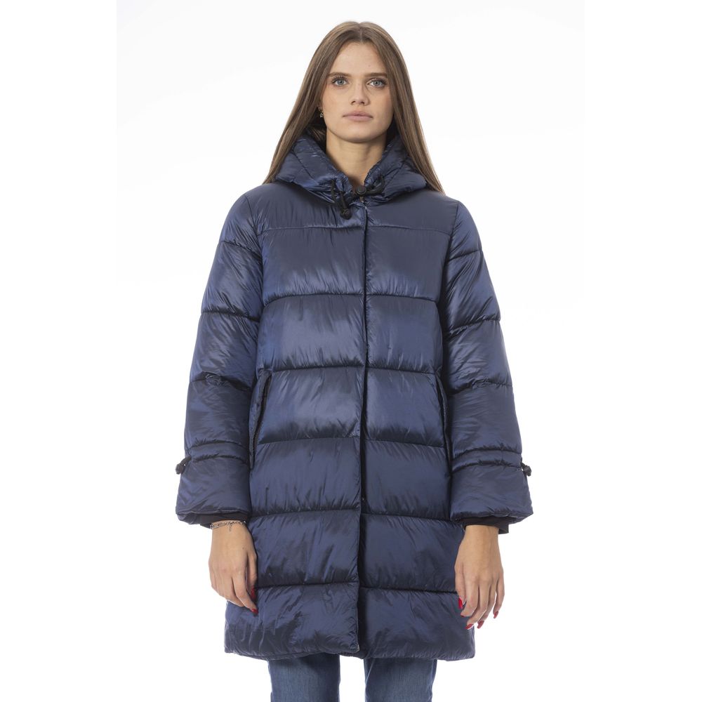 Baldinini Trend Chic Light Blue Long Down Jacket