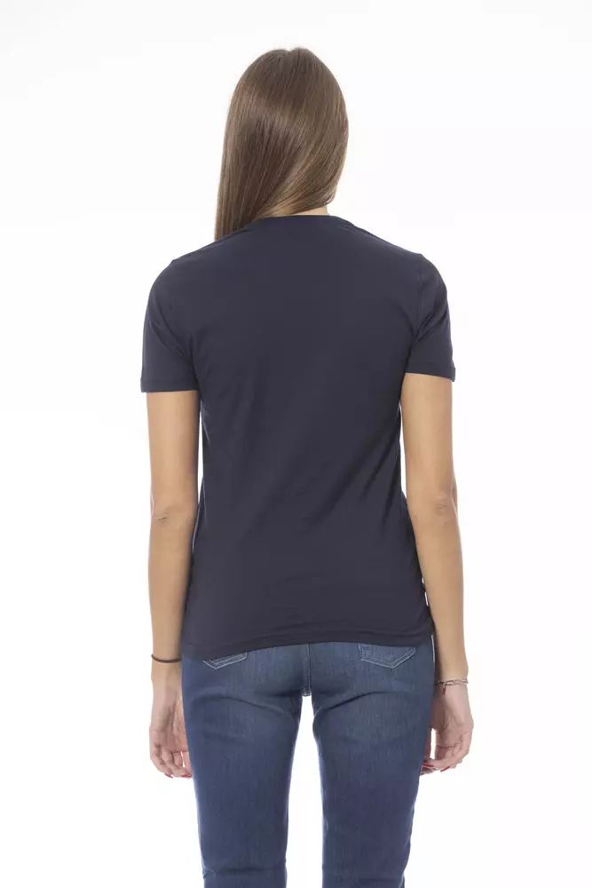 Baldinini Trend Chic Blue Cotton Crew Neck Tee