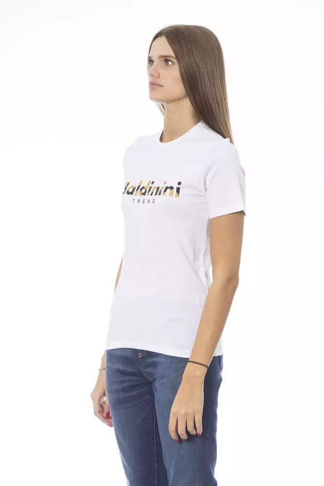 Baldinini Trend Crisp White Cotton Crew Neck Tee