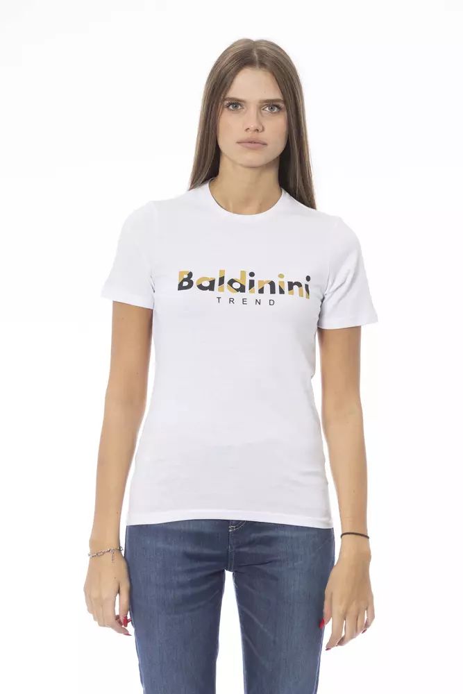 Baldinini Trend Crisp White Cotton Crew Neck Tee