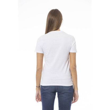 Baldinini Trend Chic White Cotton Tee with Signature Detail